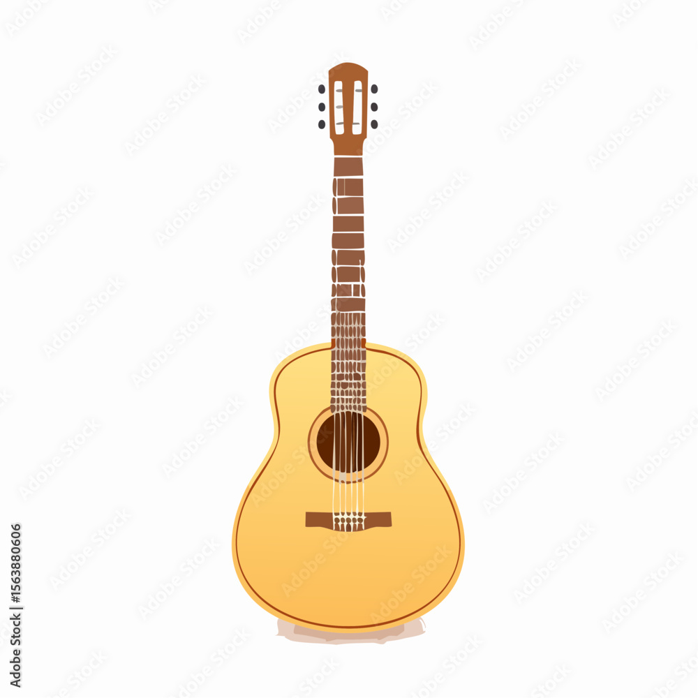 Obraz premium Acoustic Guitar: A beautifully rendered illustration of a classic acoustic guitar, with its strings and sound hole elegantly displayed, perfect for music lovers and artistic projects.