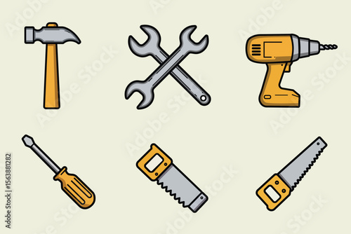 Tools of the Trade: A comprehensive collection of essential hardware tools. Perfectly suited for illustrating construction, home improvement, or DIY projects.