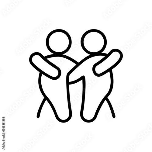 Two people dancing icon in black line style on white background
