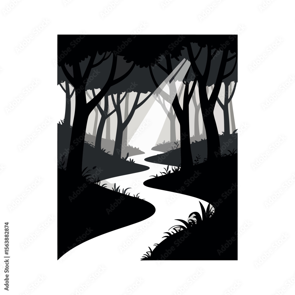Fototapeta premium Forests Dense Silhouette on white background