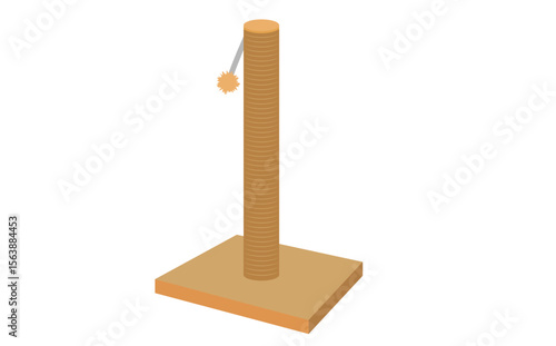 Minimalistic Wooden Cat Scratching Post with Attached Toy Ball