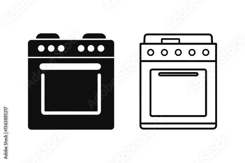 A set of kitchen oven icon vector art illustration