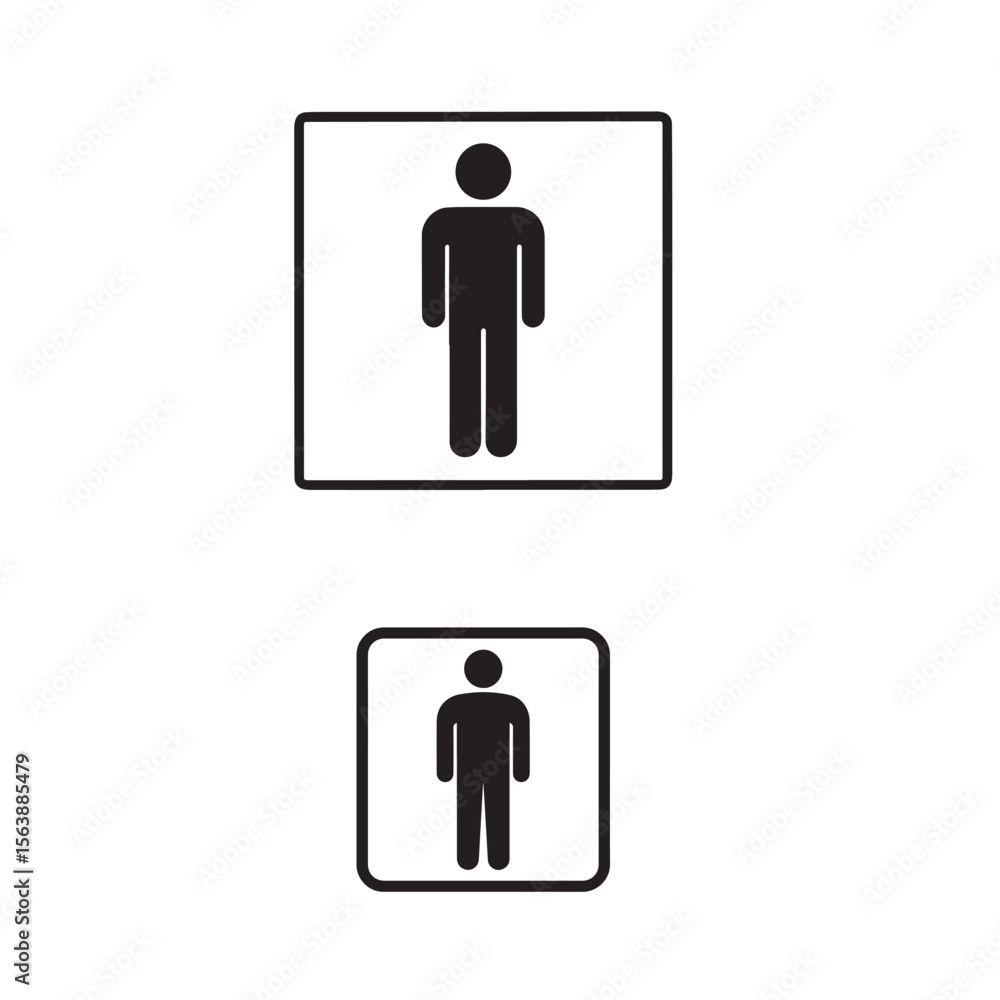 Simple Black and White Restroom Signage Featuring the Generic Male Figure, Clear and Concise Visual Communication for Public Facilities Simple Black and White Restroom Signage Featuring the Generic Male Figure, Clear and Concise Visual Communication for Public Facilities