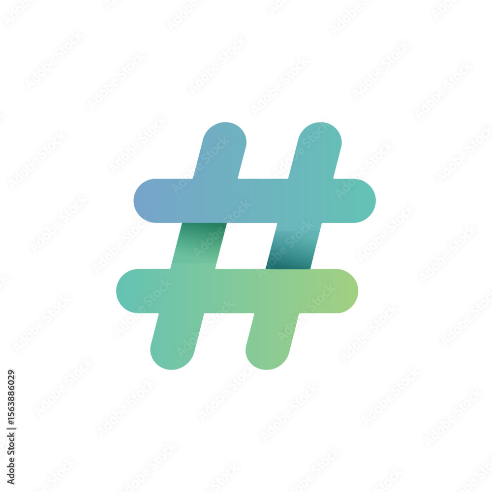 Obraz premium Modern gradient hashtag symbol with a clean white background