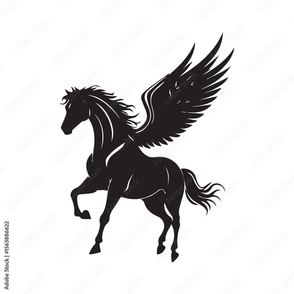 Obraz premium Flying Pegasus Silhouette Vector