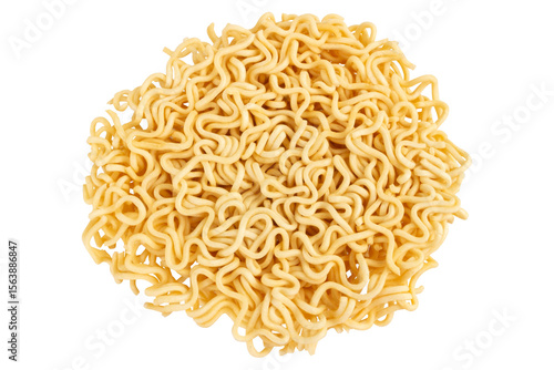 Cup of instant noodles on a white background