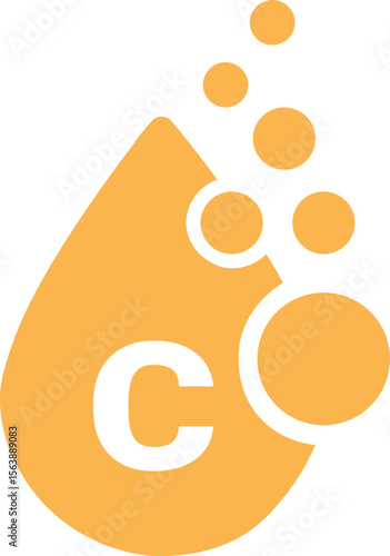 Vitamin C icon or effervescent tablet, drop, icons vector isolated on white background.
