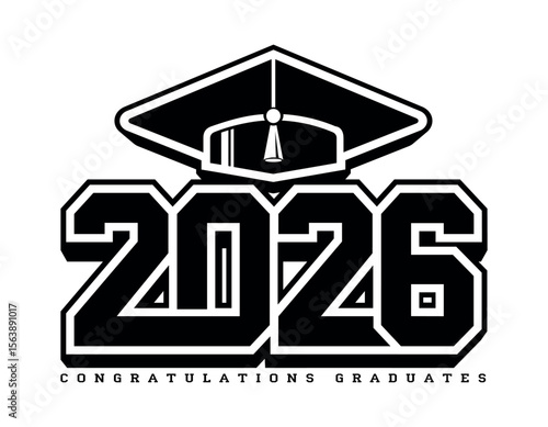 Lettering Class of 2026 for greeting, invitation card. Text for graduation design, congratulation event, T-shirt, party, high school or college graduate. Vector on transparent background