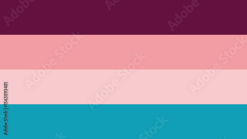 Minimalist abstract image composed of horizontal stripes in vibrant and contrasting tones in wine, pink and turquoise blue tones.