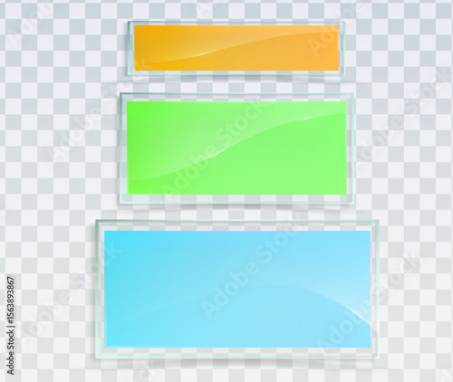 Glass banner transparent UI layout vector set glossy buttons