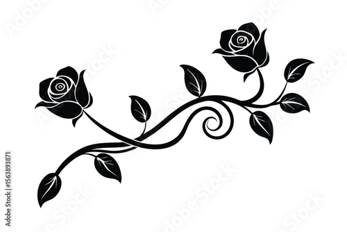Circular Swirling Rose Vine with Leaves