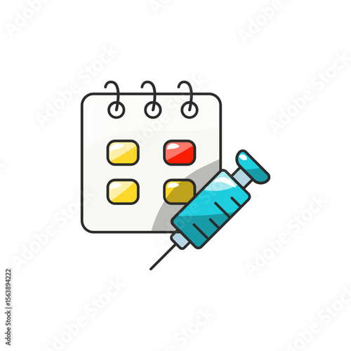 Vaccine Log Icon, Syringe Calendar Immunization Record.