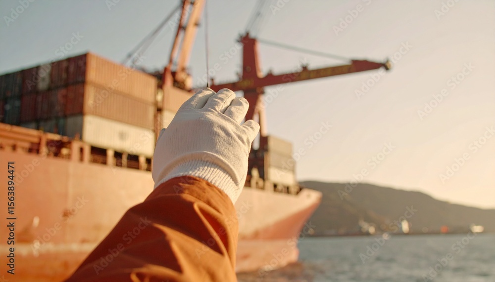 Fototapeta premium A vibrant ship sails the azure sea. 