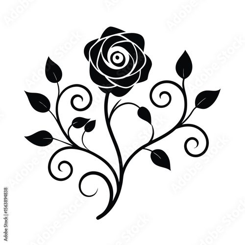 Circular Swirling Rose Vine with Leaves