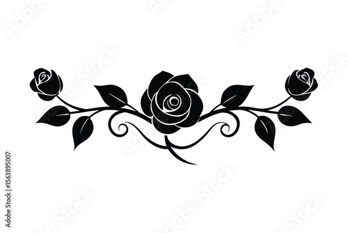 Circular Swirling Rose Vine with Leaves