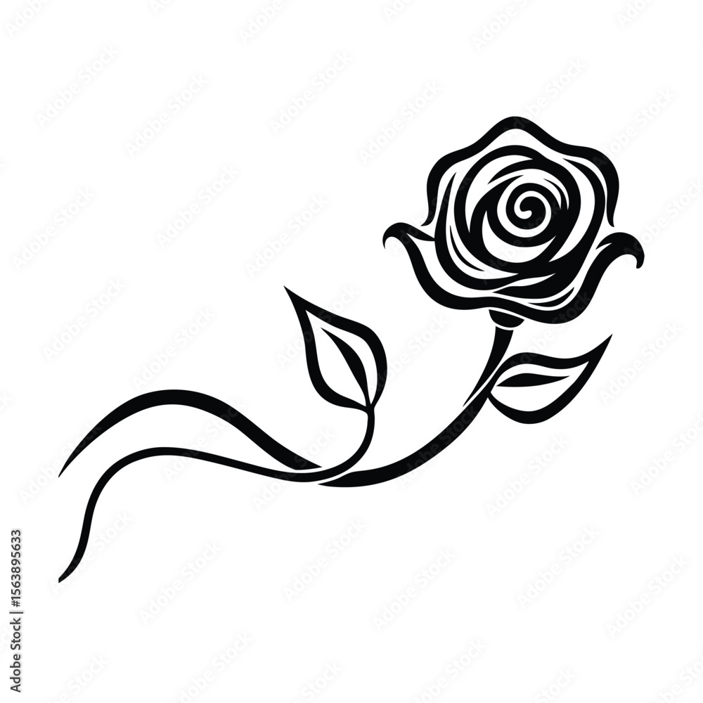 Fototapeta premium Circular Swirling Rose Vine with Leaves