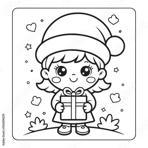 cute christmas coloring page, bold & easy cozy winter coloring book pages, line art vector illustration, black and white designs,   cute christmas coloring page, bold & easy line art, victor art 