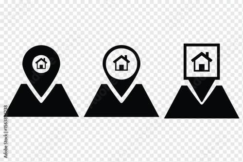 Home location icon vector sign. House location pin icon for real estate and navigation. 
Location icon. Map pin icon. Location icon. Map pin icon set. location marker. location pin. Map pin ico eps 10