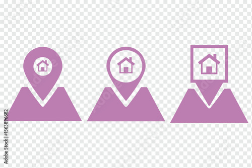 Home location icon vector sign. House location pin icon for real estate and navigation. 
Location icon. Map pin icon. Location icon. Map pin icon set. location marker. location pin. Map pin ico eps 10