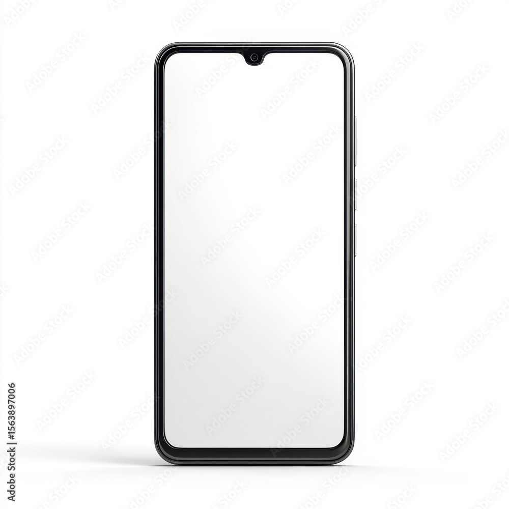 Modern smartphone with blank white screen and minimalist design on white background Modern smartphone with blank white screen and minimalist design on white background