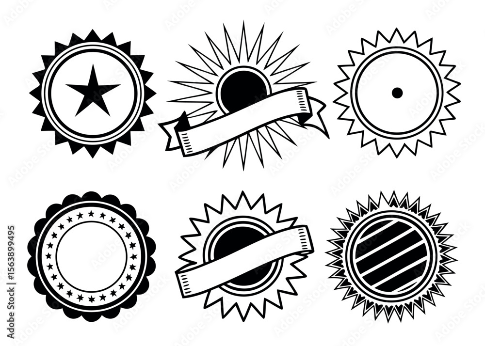 Fototapeta premium Blank Sunburst Label Shape Collection | Starburst Badges & Vintage Labels | Vector EPS Editable Bundle
