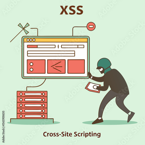 Hacker attacking web browser with code cyber security coding