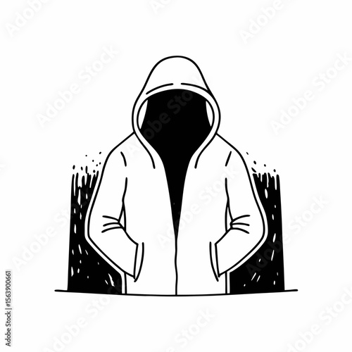 Hacker silhouette in hooded jacket anonymity mystery