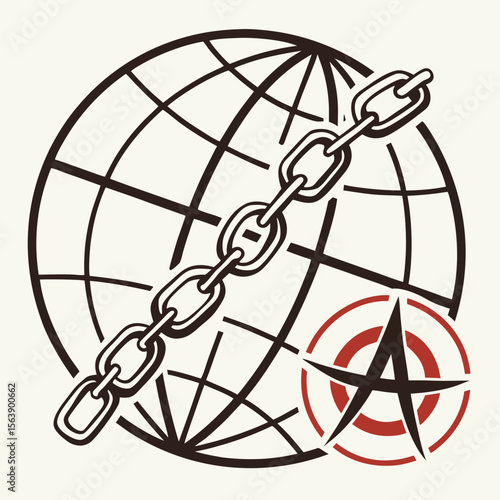 Globe chain anarchy symbol freedom