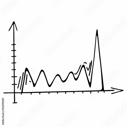 Black line graph with fluctuating data chart fluctuation