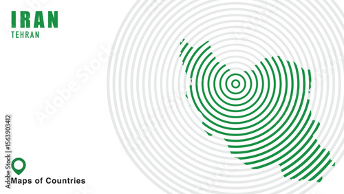 Map of Iran, Political map. Tehran. Capital. World Countries vector maps series. Spiral illustration.