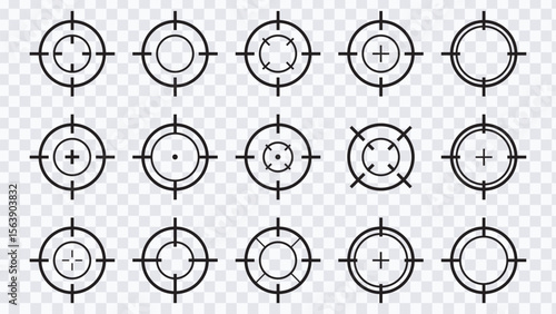 Target icons set, Reticle Icon, Focus vector icons in flat design.Vector illustration