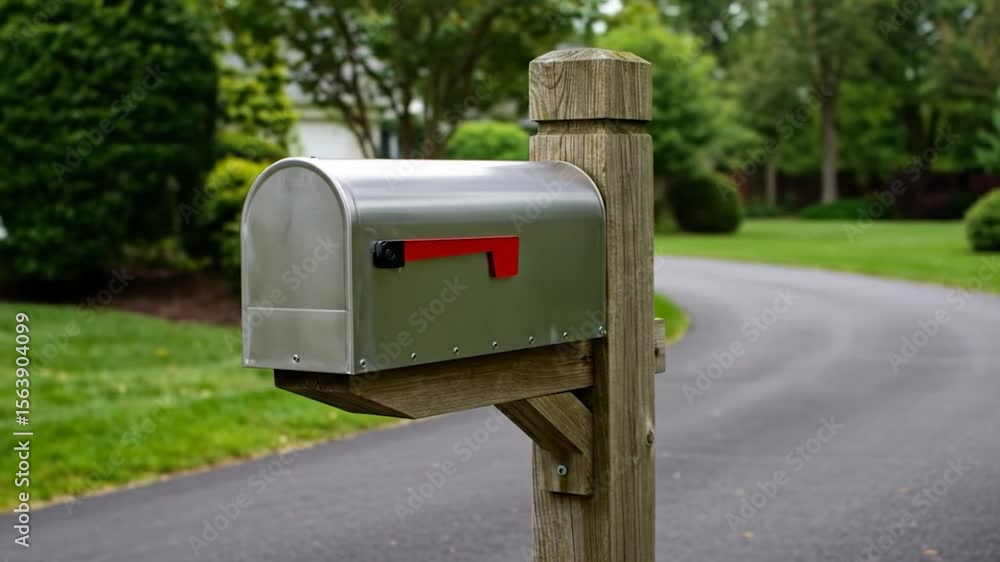 Suburban Mailbox: Close-Up of Rural Delivery in a Green Neighborhood Suburban Mailbox: Close-Up of Rural Delivery in a Green Neighborhood