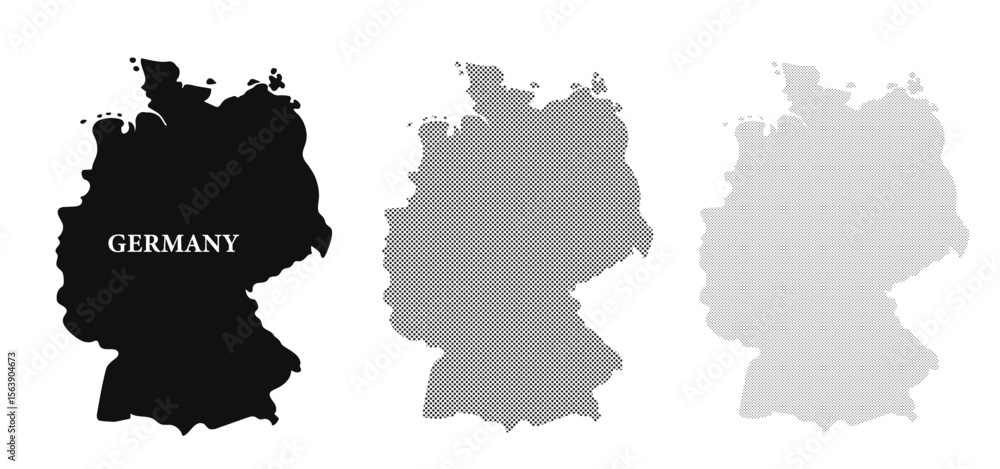 Obraz premium Germany Map Collection in Glyph and Halftone Style.Vector illustration