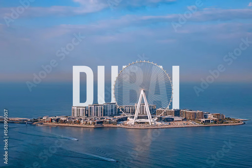 Canvas Print Aerial view of Ain Dubai on Bluewaters Island, Dubai — the world’s tallest obser