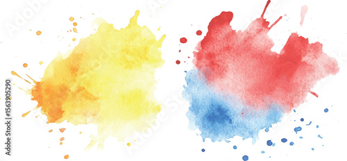 Colorful watercolor brush strokes vector. set of paint splatter illustration. Collection of isolated watercolor paint stains in vibrant colors. 