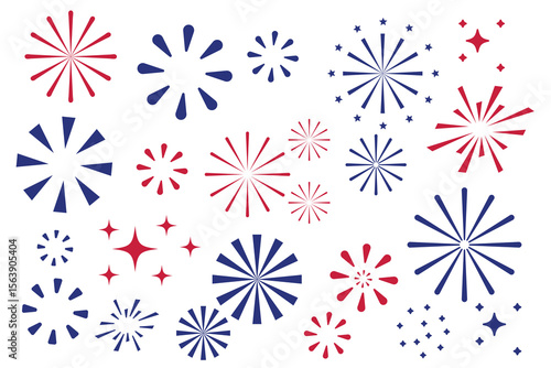 4th of July border, USA banner, fireworks pattern background