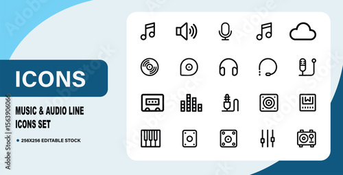 Music & Audio Line Icons Set