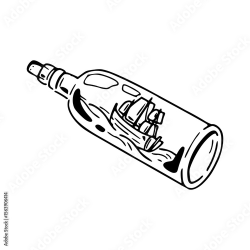 sailboat inside glass bottle clipart