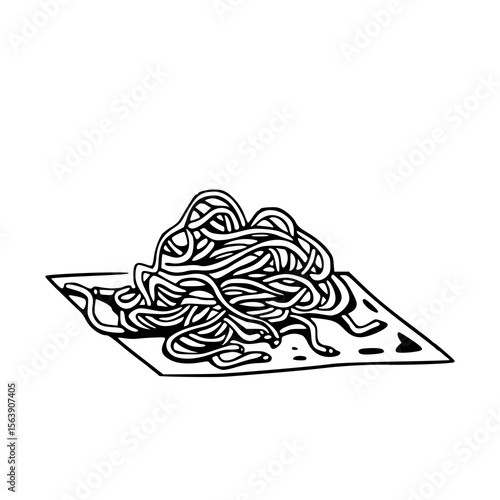 dinner dish icon: untidy noodles clipart