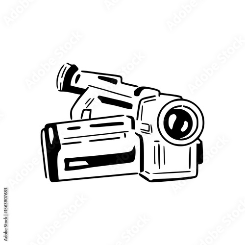 vintage video camera sketch drawing