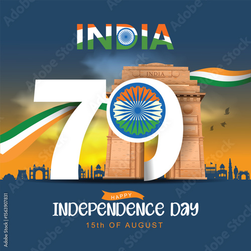15th august happy independence day India 78 years logo greetings. abstract vector illustration design.