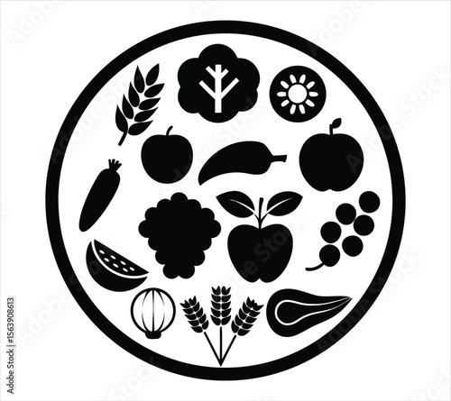 Clean Eating Icons – Vector Silhouette Set