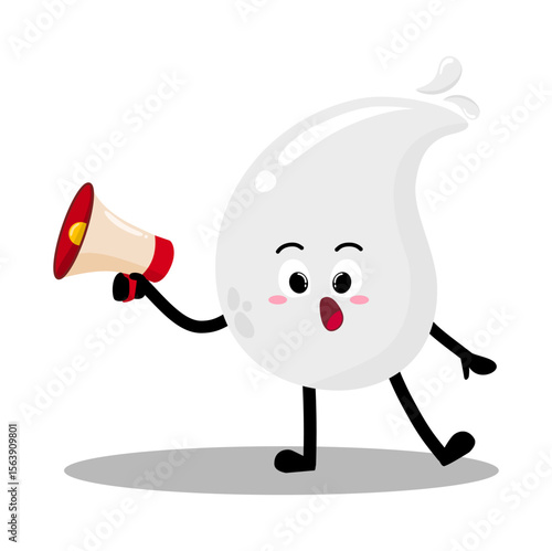 Cute Hand Drawn White Blood Drop Speaking Using Megaphone Bravely