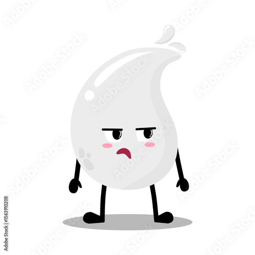Cute Hand Drawn bored White  Blood Drop Don't Know What To Do
