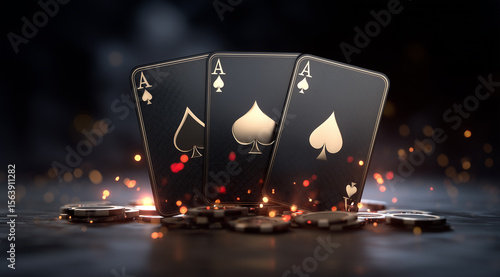 Royal Flush in Gold – High-Stakes Casino Moment. Generative AI