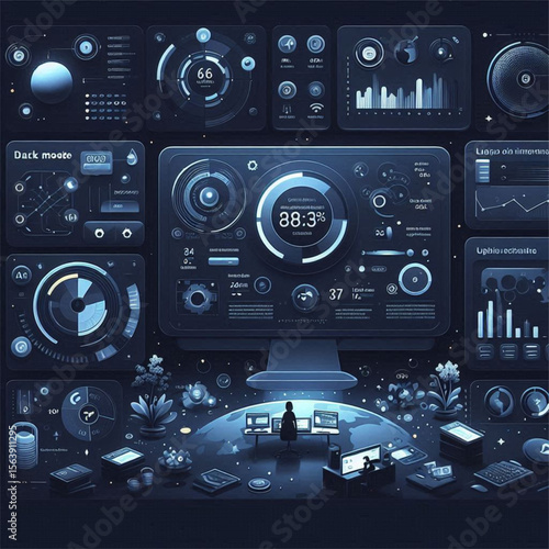 Dark Admin Panel – Vector Infographic Design