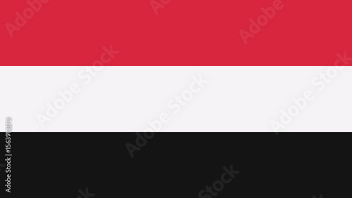 Minimalist abstract image with three horizontal stripes in solid red, white and black colors.