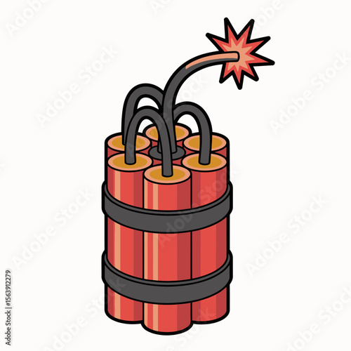 Cartoon Dynamite Bundle Icon  Explosive Bomb Illustration with Lit Fuse