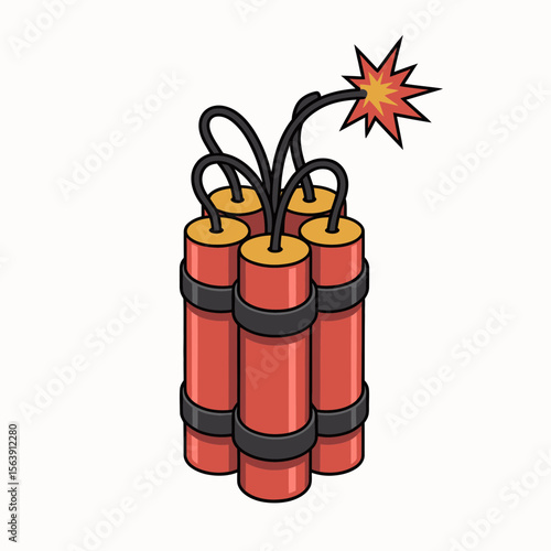Cartoon Dynamite Bundle Icon  Explosive Bomb Illustration with Lit Fuse