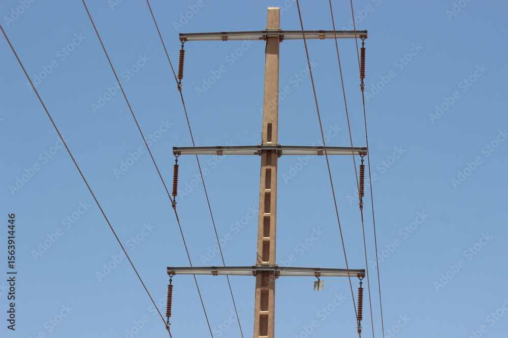 Power Electric Pole with Wires Power Electric Pole with Wires